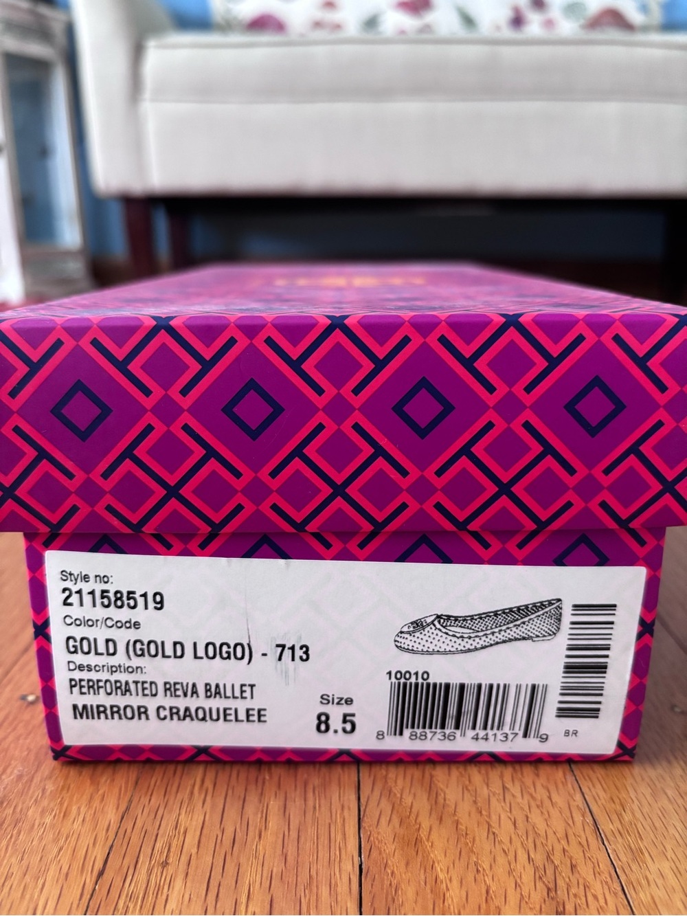 Tory Burch Metallic Gold Logo Ballet Flats - Picture 4 of 4